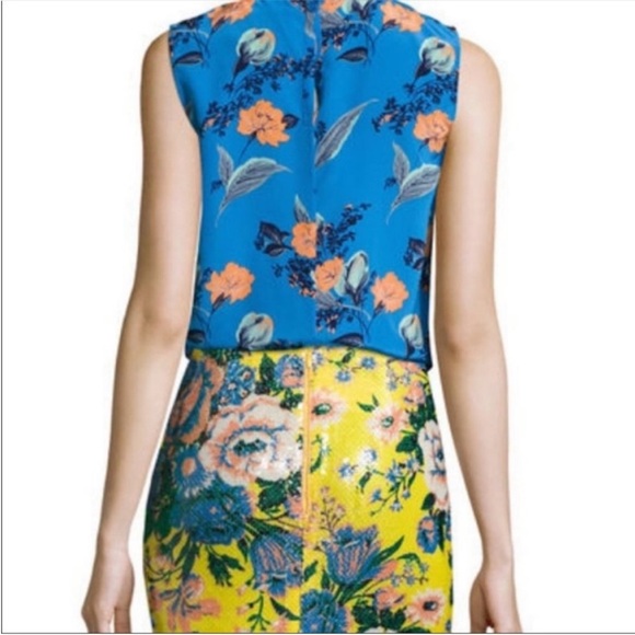 Diane Von Furstenberg 100% Silk Floral Sleeveless Top - Picture 6 of 12